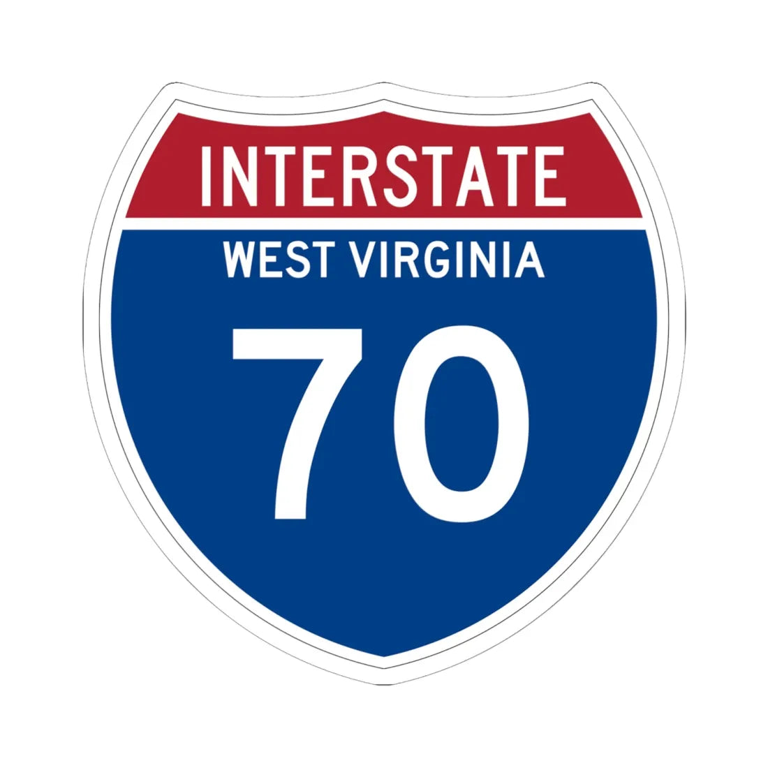 I-70 WV Metric (Virginia) (Road Sign) STICKER Vinyl Kiss-Cut Decal 6 Inch White - The Sticker Space
