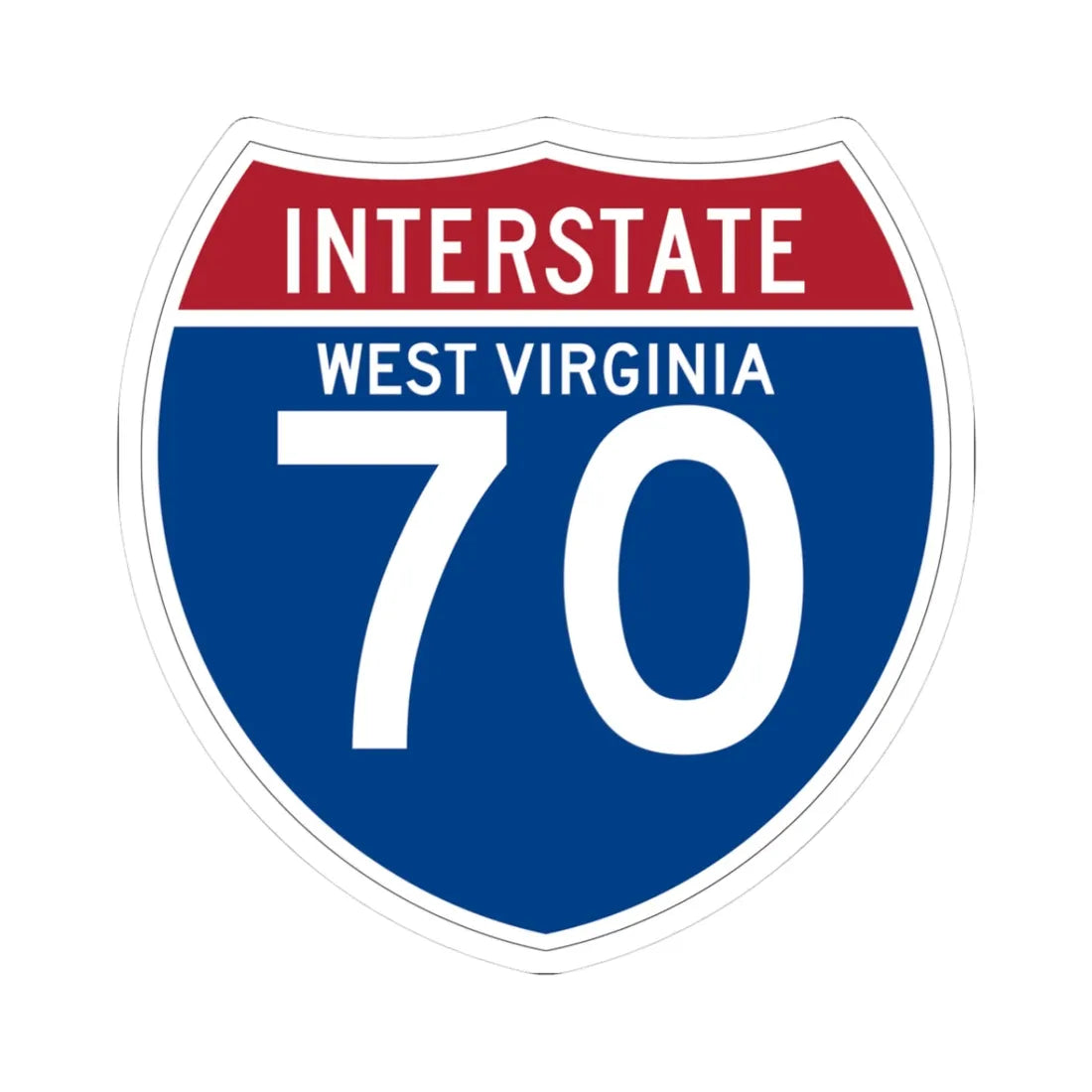 I-70 WV (Virginia) (Road Sign) STICKER Vinyl Kiss-Cut Decal 3 Inch White - The Sticker Space