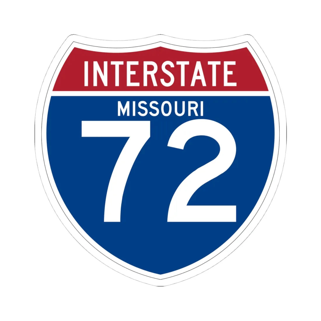 I-72 MO (Missouri) (Road Sign) STICKER Vinyl Kiss-Cut Decal 4 Inch White - The Sticker Space