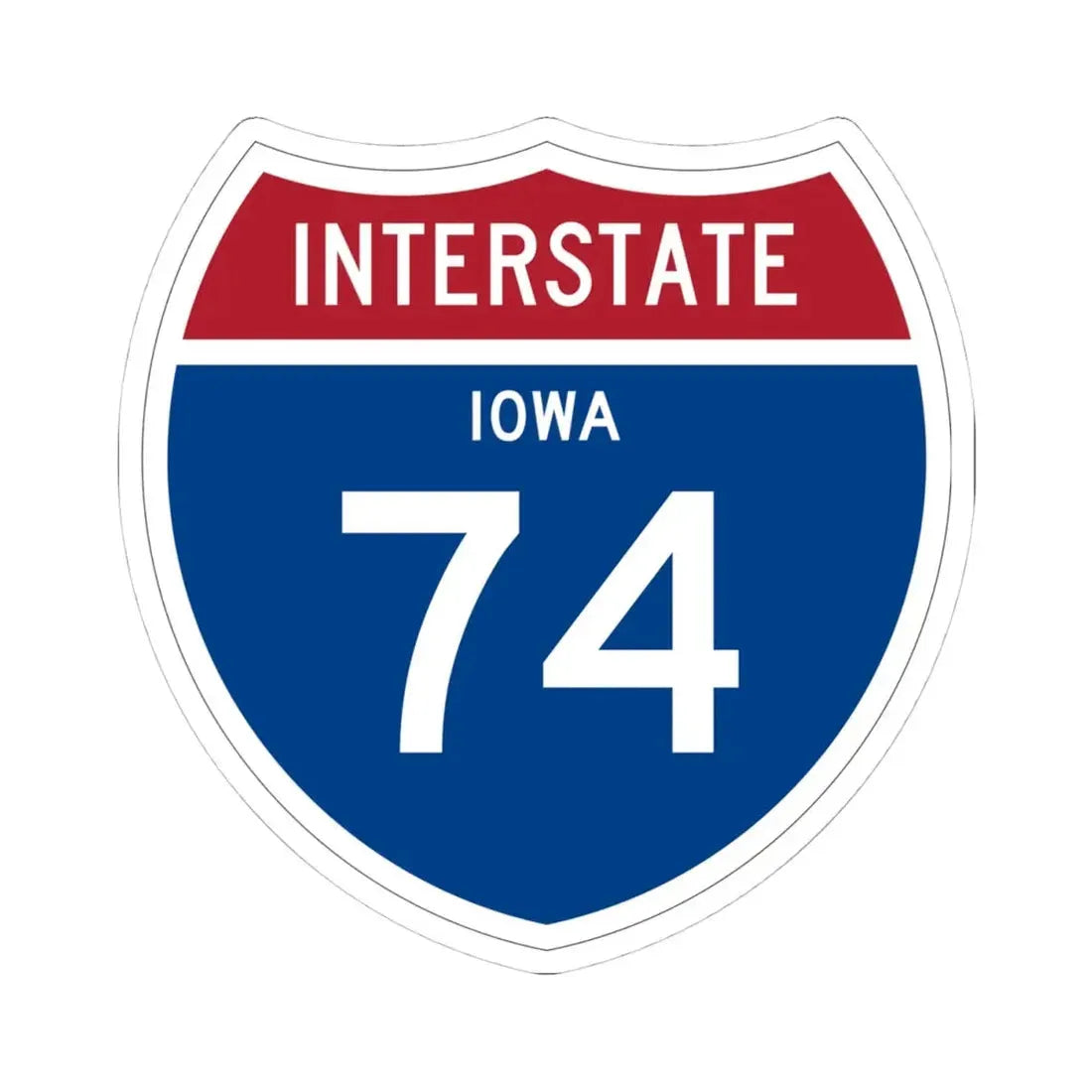 I-74 IA 1957 (Iowa) (Road Sign) STICKER Vinyl Kiss-Cut Decal 4 Inch White - The Sticker Space
