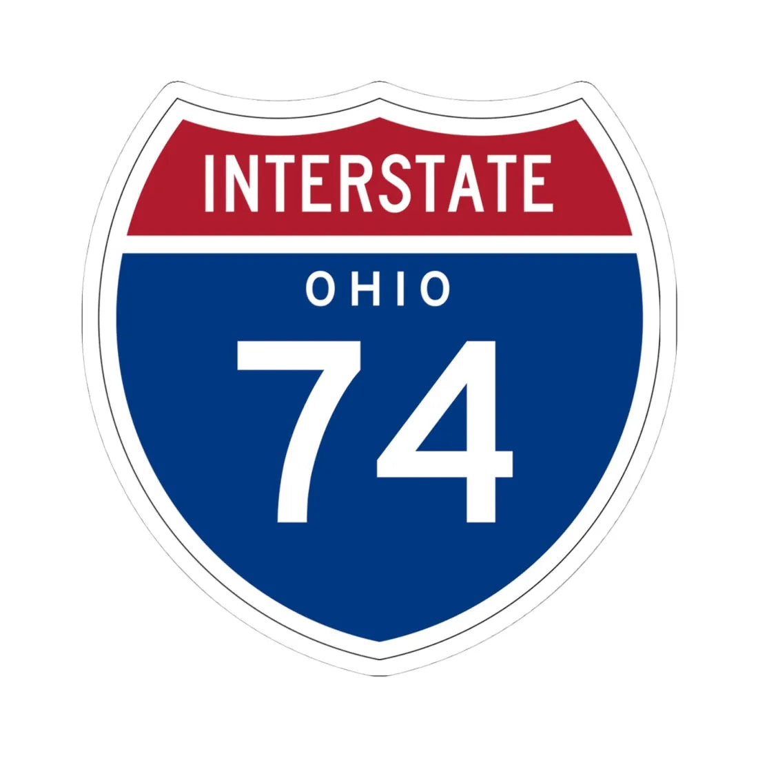 I-74 OH 1957 (Ohio) (Road Sign) STICKER Vinyl Kiss-Cut Decal 4 Inch White - The Sticker Space