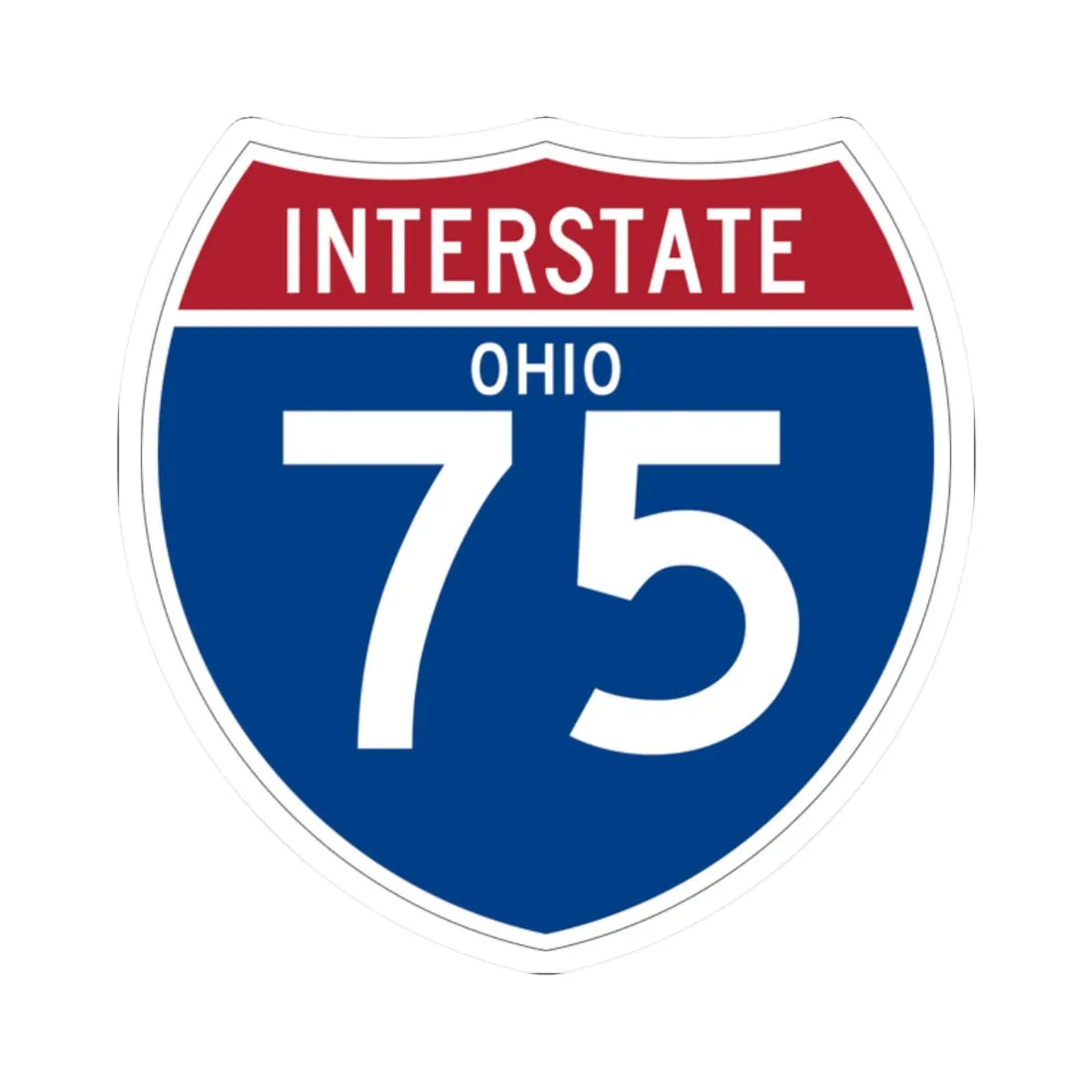I-75 OH (Ohio) (Road Sign) STICKER Vinyl Kiss-Cut Decal 2 Inch White - The Sticker Space