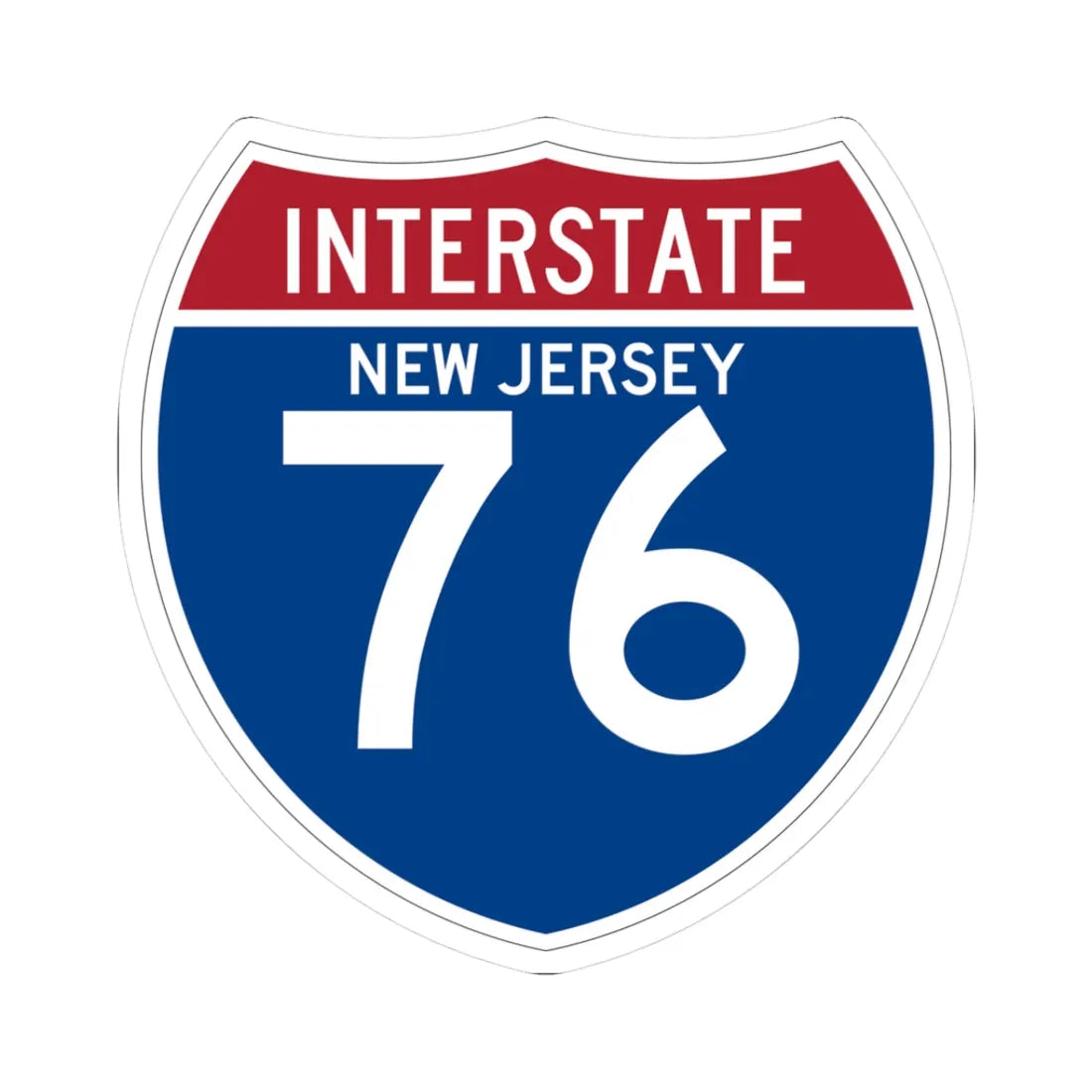 I-76 NJ (New Jersey) (Road Sign) STICKER Vinyl Kiss-Cut Decal 3 Inch White - The Sticker Space
