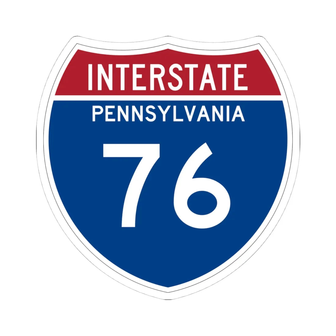 I-76 PA Metric (Pennsylvania) (Road Sign) STICKER Vinyl Kiss-Cut Decal 4 Inch White - The Sticker Space
