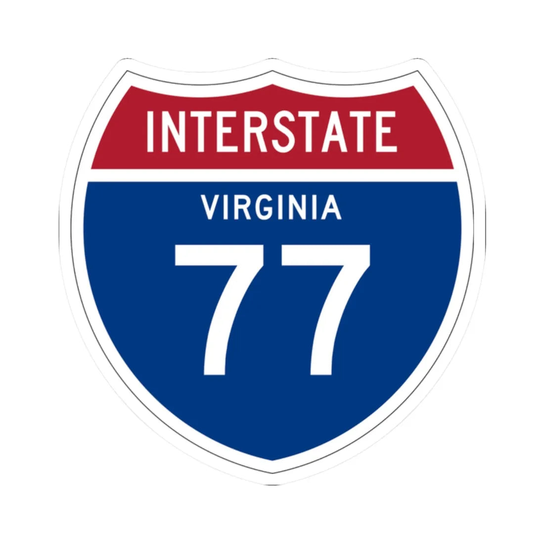 I-77 VA 1957 (Virginia) (Road Sign) STICKER Vinyl Kiss-Cut Decal 2 Inch White - The Sticker Space