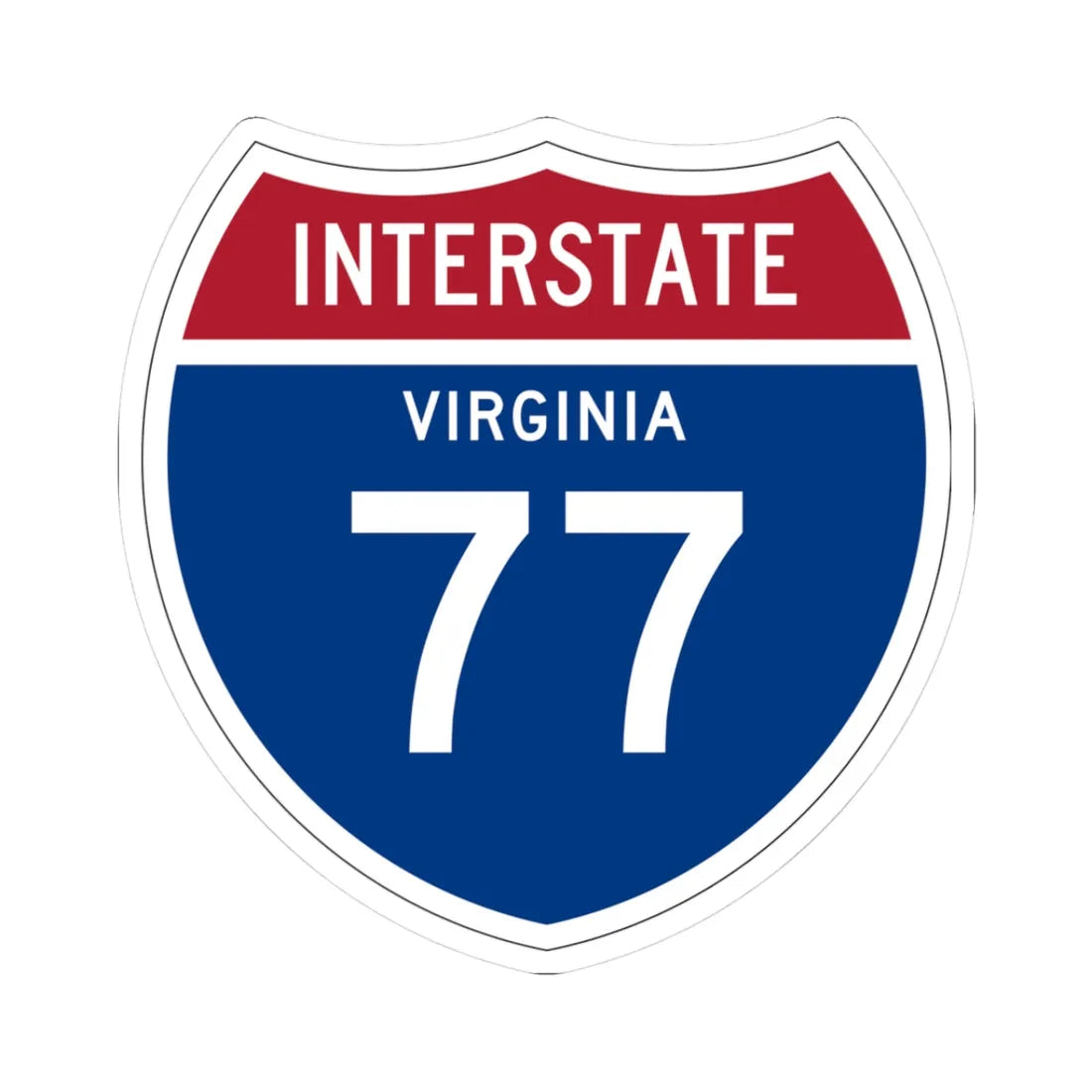 I-77 VA 1957 (Virginia) (Road Sign) STICKER Vinyl Kiss-Cut Decal 3 Inch White - The Sticker Space