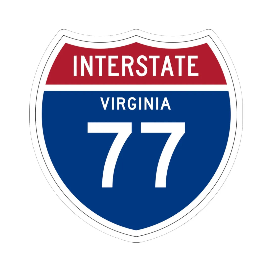 I-77 VA 1957 (Virginia) (Road Sign) STICKER Vinyl Kiss-Cut Decal 4 Inch White - The Sticker Space