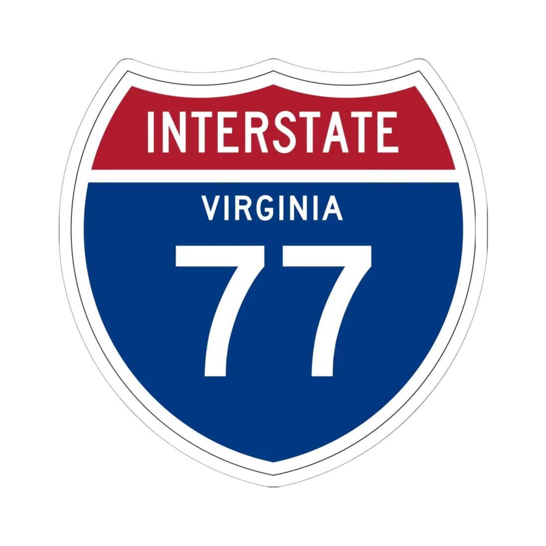 I-77 VA 1957 (Virginia) (Road Sign) STICKER Vinyl Kiss-Cut Decal 6 Inch White - The Sticker Space