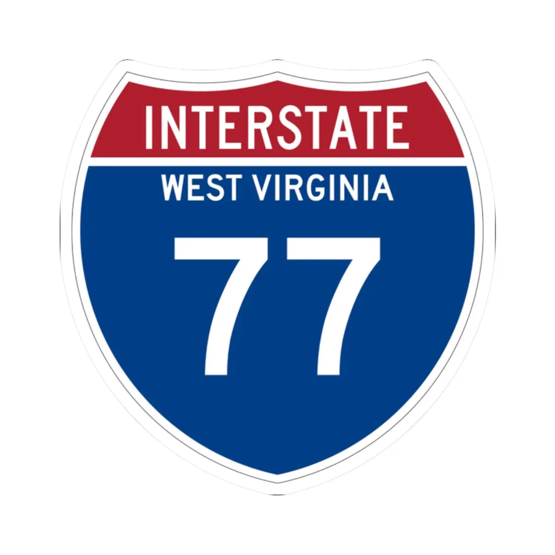 I-77 WV Metric (Virginia) (Road Sign) STICKER Vinyl Kiss-Cut Decal 2 Inch White - The Sticker Space