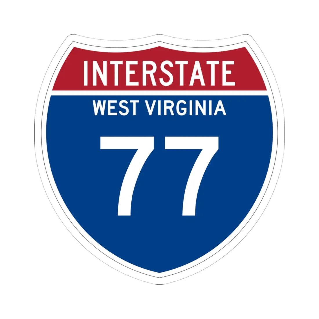 I-77 WV Metric (Virginia) (Road Sign) STICKER Vinyl Kiss-Cut Decal 4 Inch White - The Sticker Space