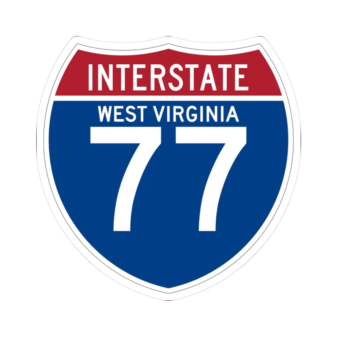 I-77 WV (Virginia) (Road Sign) STICKER Vinyl Kiss-Cut Decal 3 Inch White - The Sticker Space