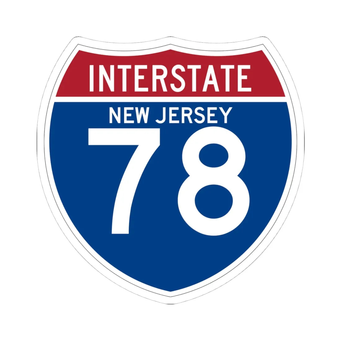 I-78 NJ (New Jersey) (Road Sign) STICKER Vinyl Kiss-Cut Decal 4 Inch White - The Sticker Space