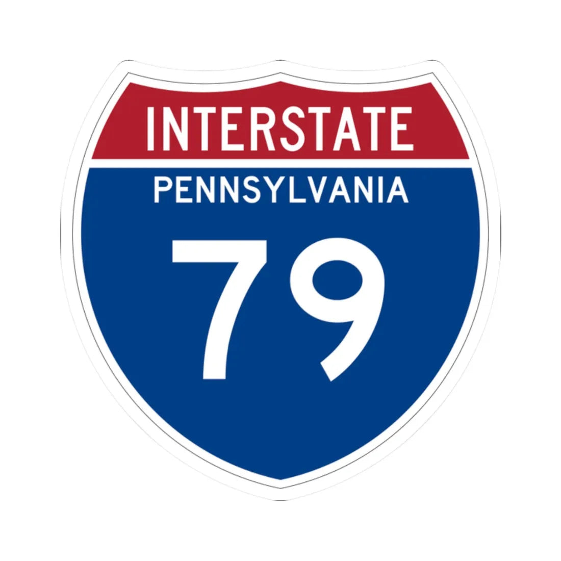 I-79 PA Metric (Pennsylvania) (Road Sign) STICKER Vinyl Kiss-Cut Decal 2 Inch White - The Sticker Space