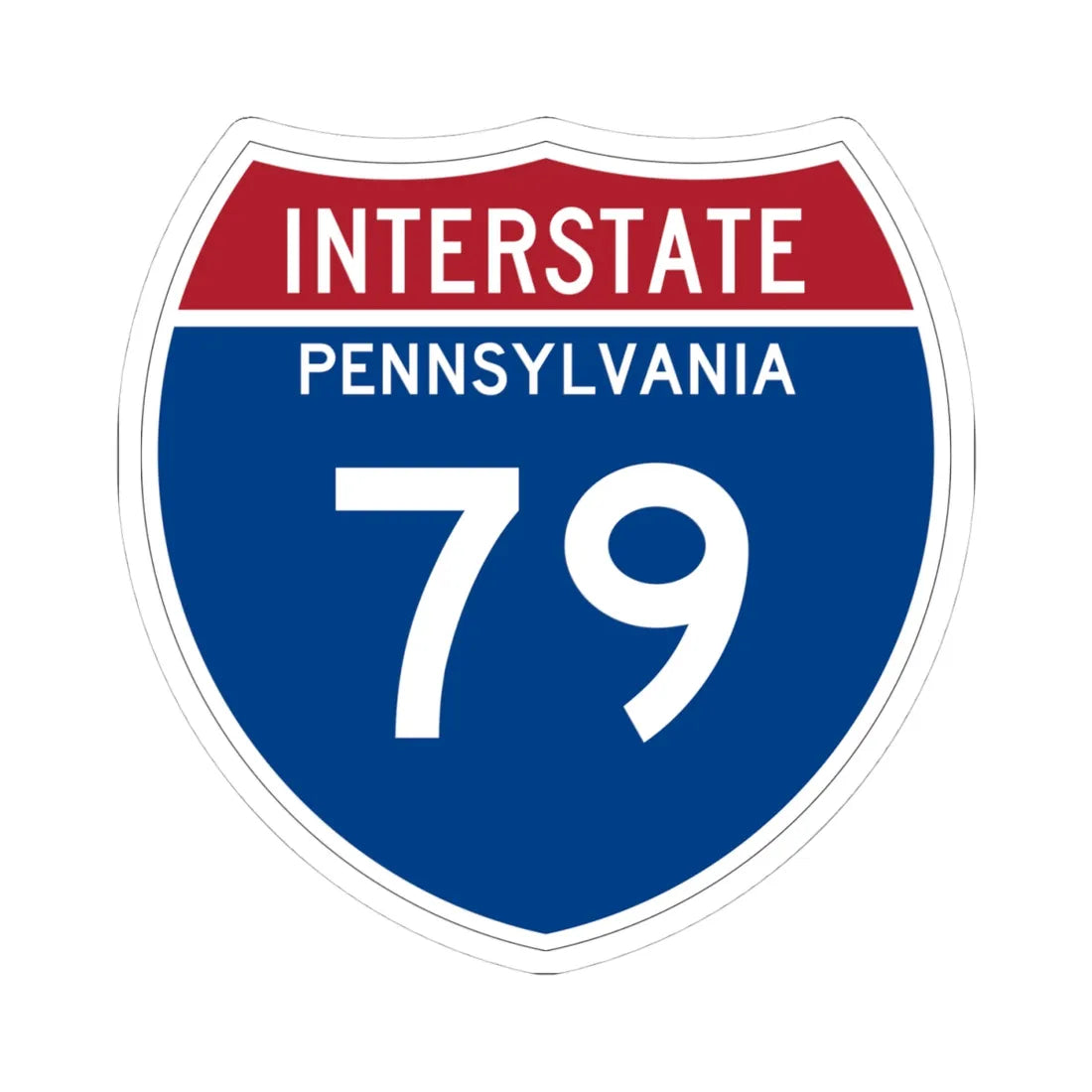I-79 PA Metric (Pennsylvania) (Road Sign) STICKER Vinyl Kiss-Cut Decal 4 Inch White - The Sticker Space
