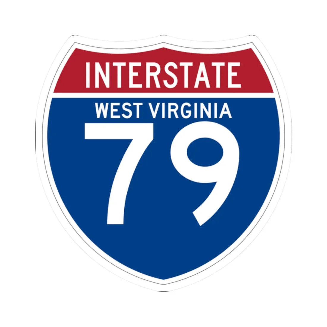 I-79 WV (Virginia) (Road Sign) STICKER Vinyl Kiss-Cut Decal 2 Inch White - The Sticker Space