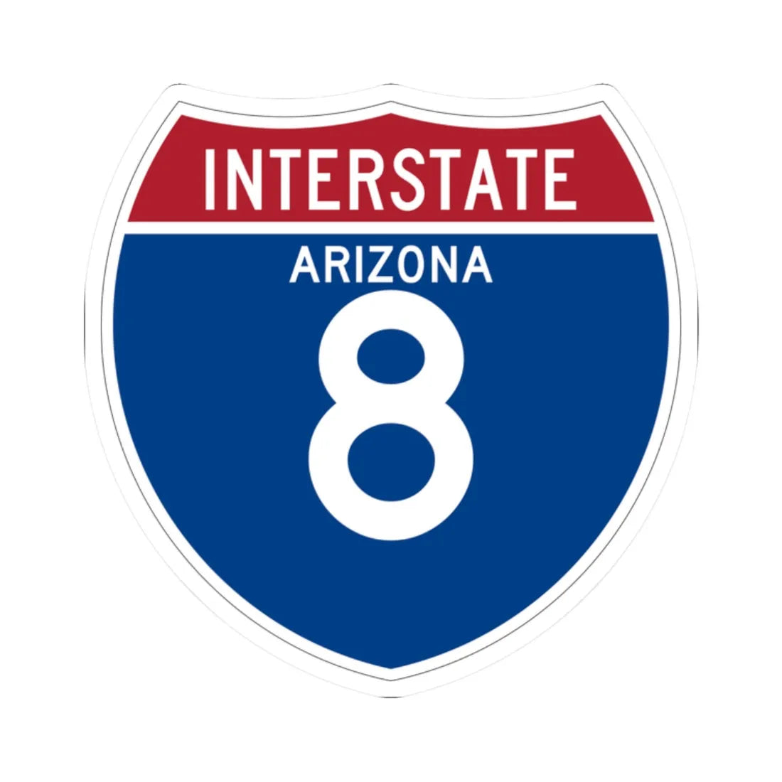 I-8 AZ (Arizona) (Road Sign) STICKER Vinyl Kiss-Cut Decal 2 Inch White - The Sticker Space