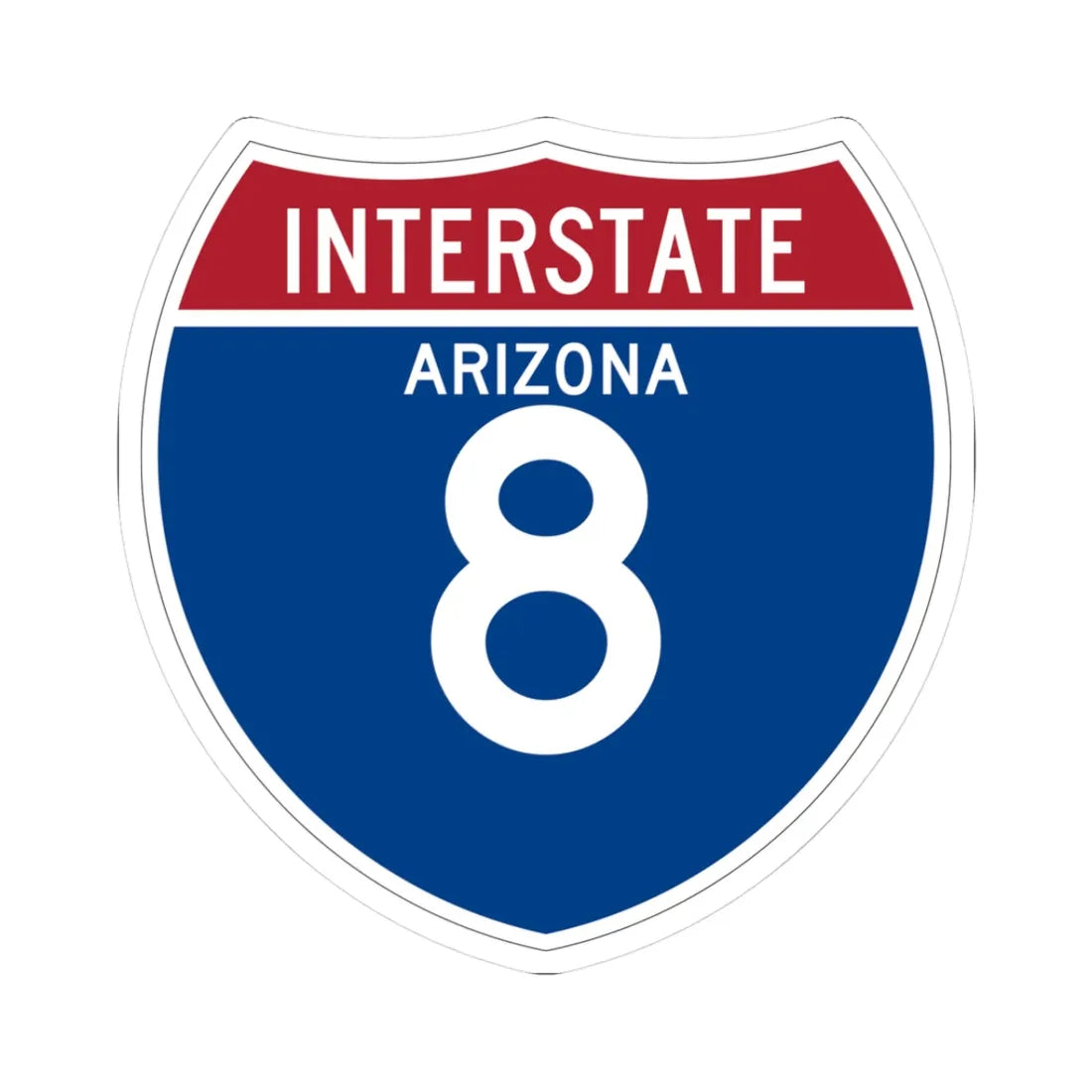 I-8 AZ (Arizona) (Road Sign) STICKER Vinyl Kiss-Cut Decal 3 Inch White - The Sticker Space