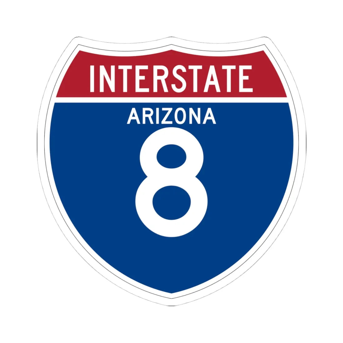 I-8 AZ (Arizona) (Road Sign) STICKER Vinyl Kiss-Cut Decal 4 Inch White - The Sticker Space