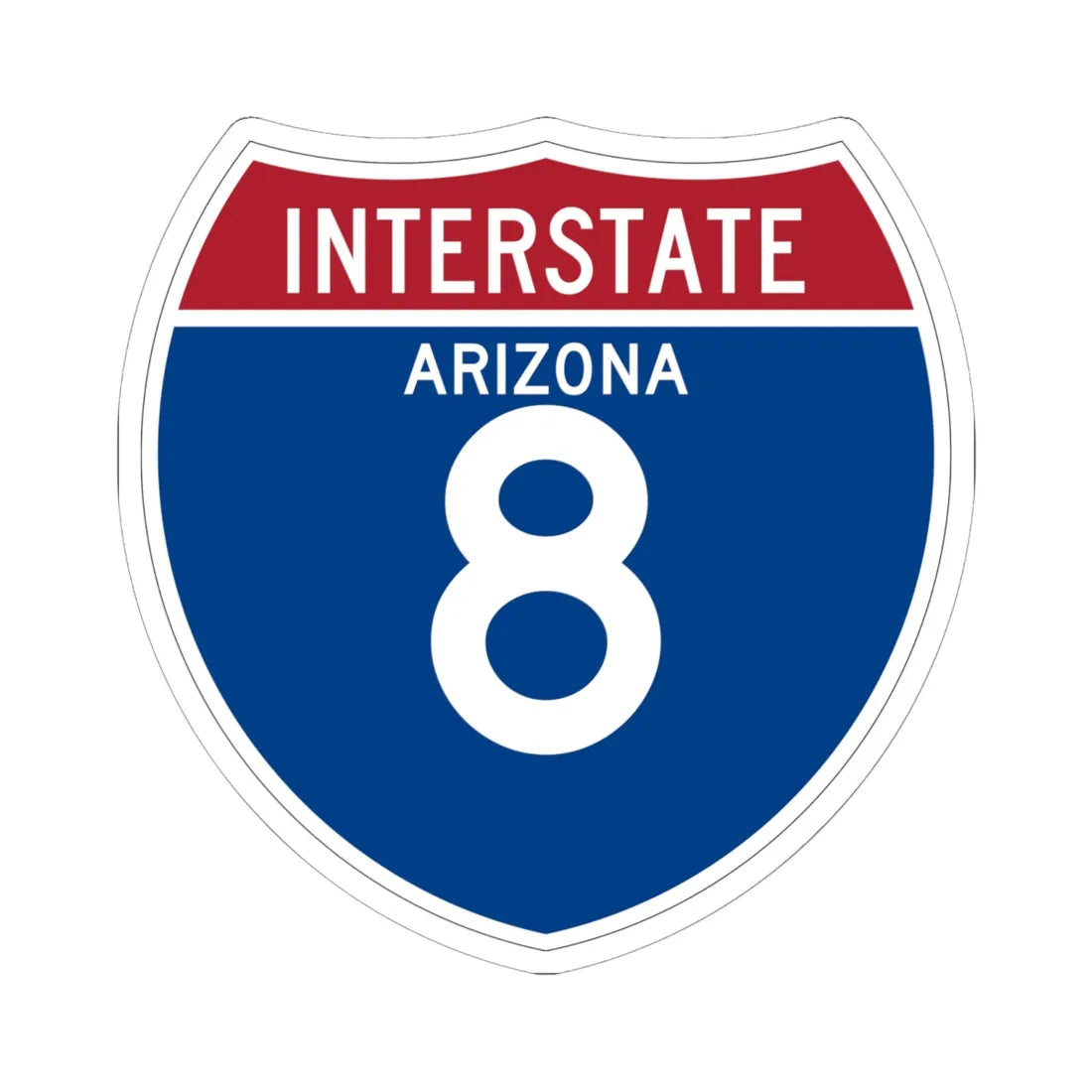 I-8 AZ (Arizona) (Road Sign) STICKER Vinyl Kiss-Cut Decal 6 Inch White - The Sticker Space