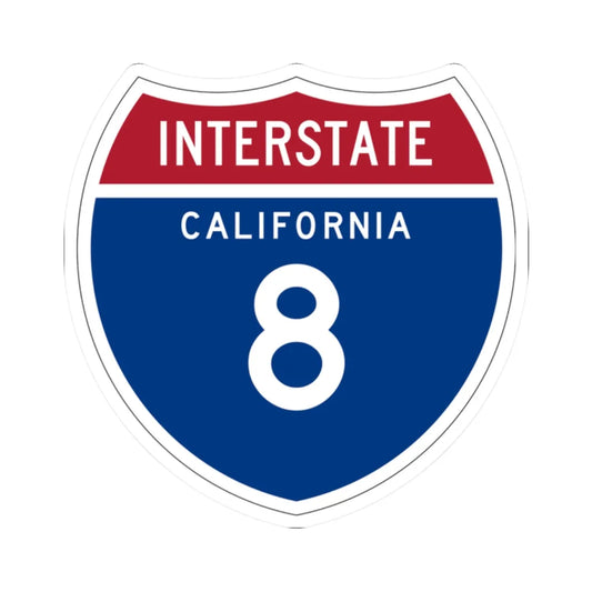 I-8 CA (California) (Road Sign) STICKER Vinyl Kiss-Cut Decal 2 Inch White - The Sticker Space