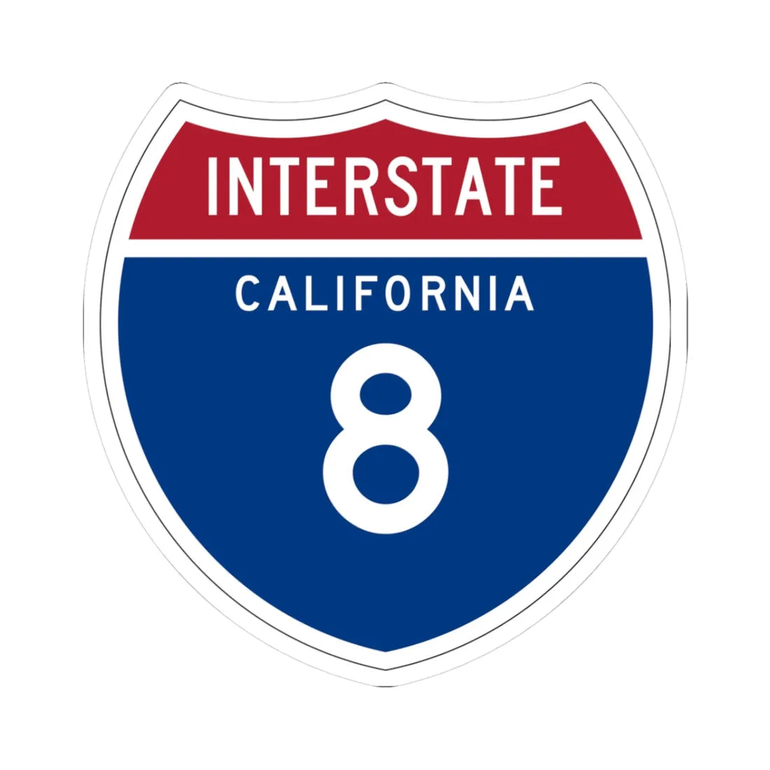 I-8 CA (California) (Road Sign) STICKER Vinyl Kiss-Cut Decal 3 Inch White - The Sticker Space