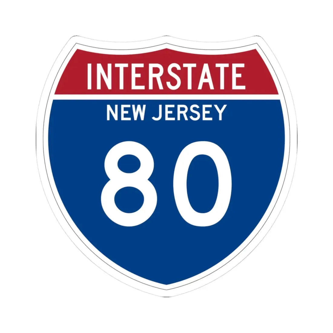 I-80 NJ Metric (New Jersey) (Road Sign) STICKER Vinyl Kiss-Cut Decal 3 Inch White - The Sticker Space