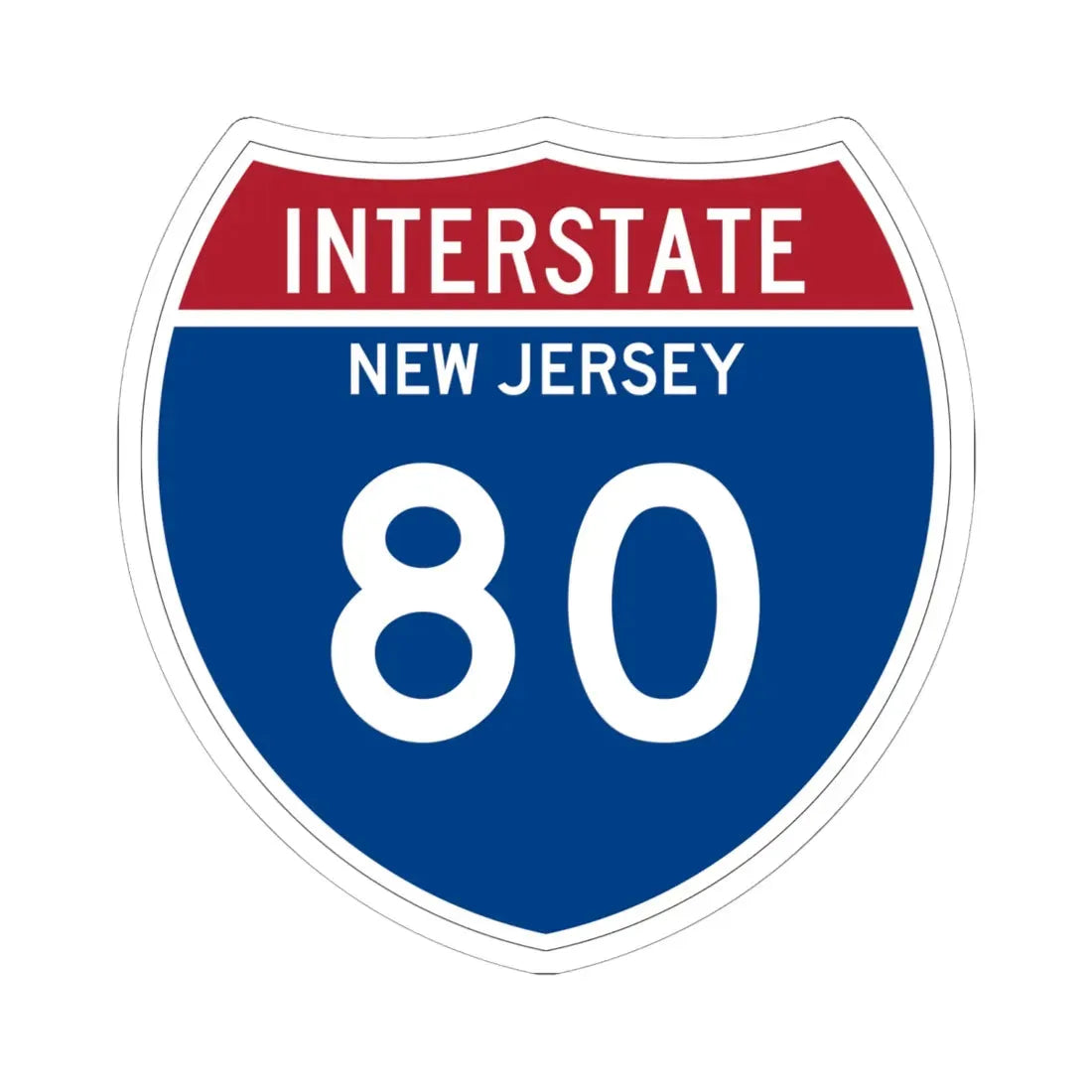 I-80 NJ Metric (New Jersey) (Road Sign) STICKER Vinyl Kiss-Cut Decal 6 Inch White - The Sticker Space