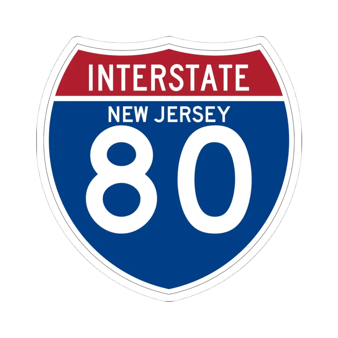 I-80 NJ (New Jersey) (Road Sign) STICKER Vinyl Kiss-Cut Decal 4 Inch White - The Sticker Space