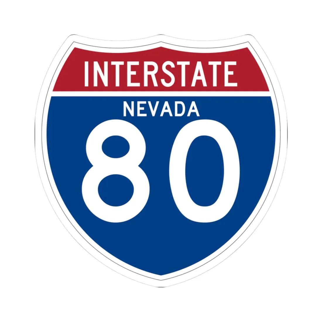 I-80 NV (Nevada) (Road Sign) STICKER Vinyl Kiss-Cut Decal 3 Inch White - The Sticker Space