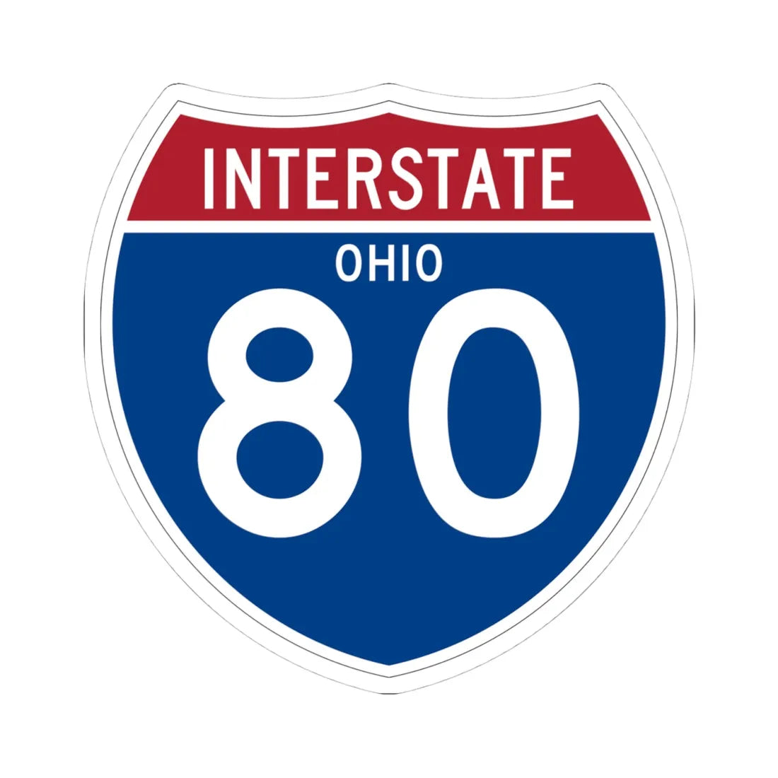 I-80 OH (Ohio) (Road Sign) STICKER Vinyl Kiss-Cut Decal 4 Inch White - The Sticker Space