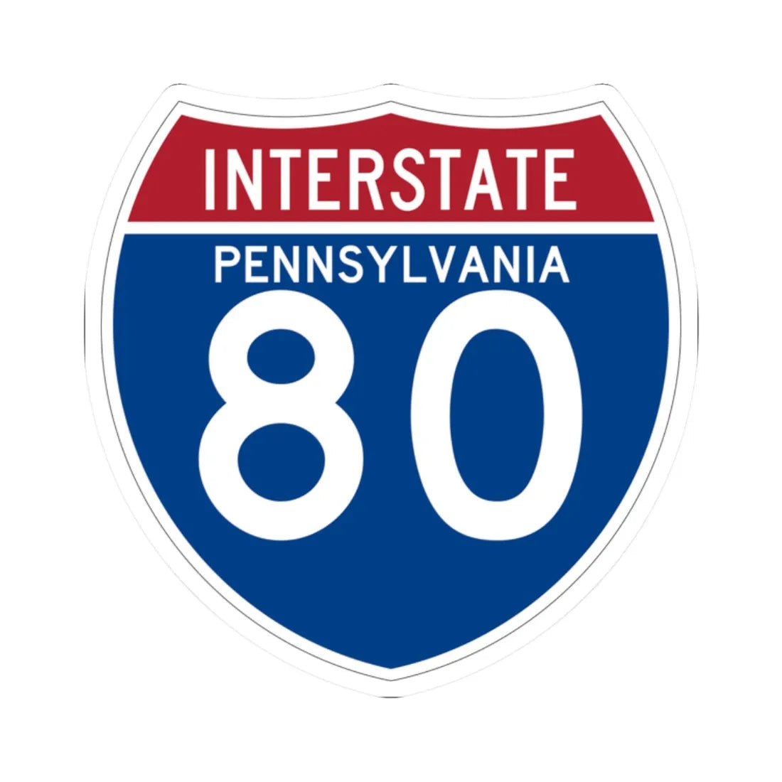 I-80 PA (Pennsylvania) (Road Sign) STICKER Vinyl Kiss-Cut Decal 2 Inch White - The Sticker Space
