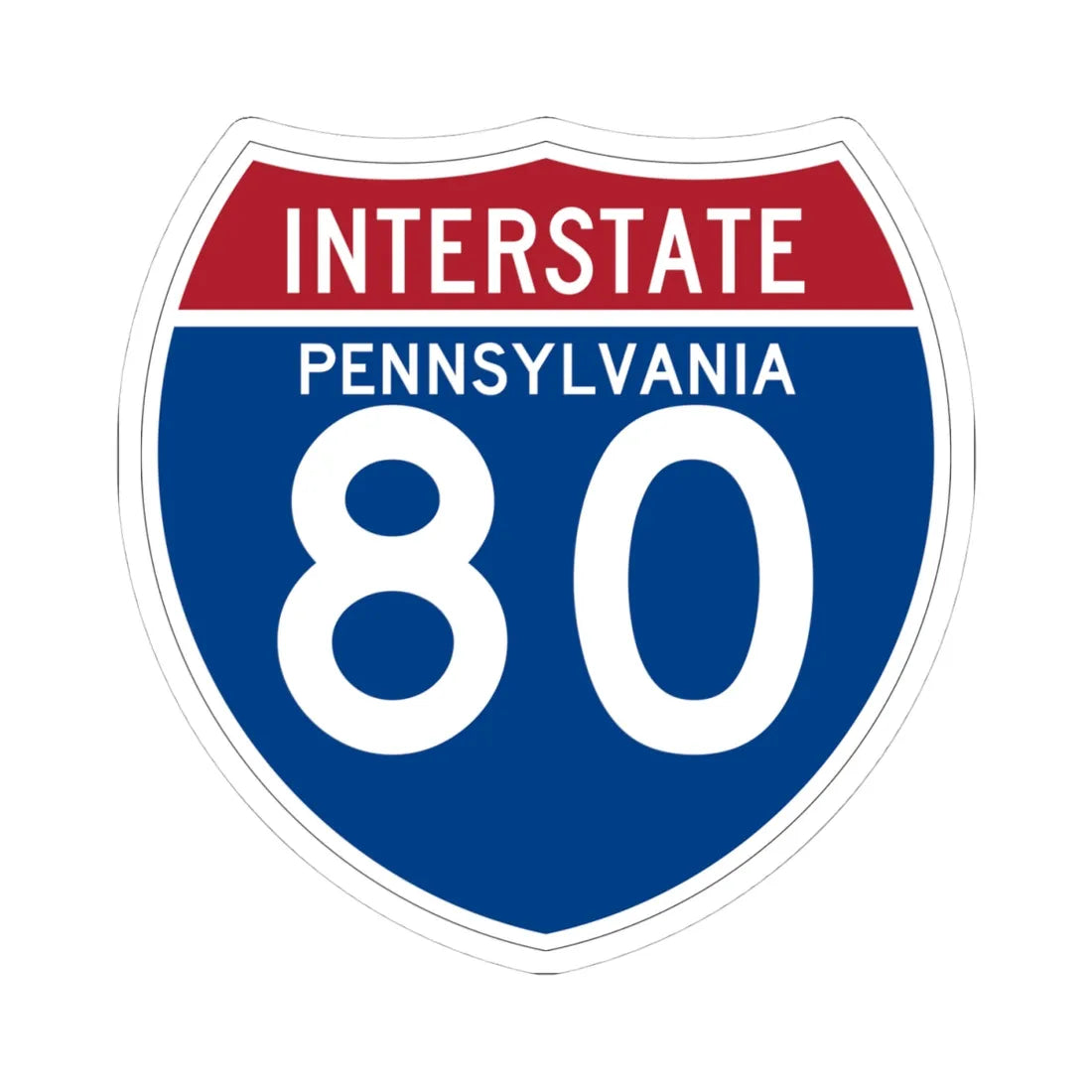 I-80 PA (Pennsylvania) (Road Sign) STICKER Vinyl Kiss-Cut Decal 4 Inch White - The Sticker Space