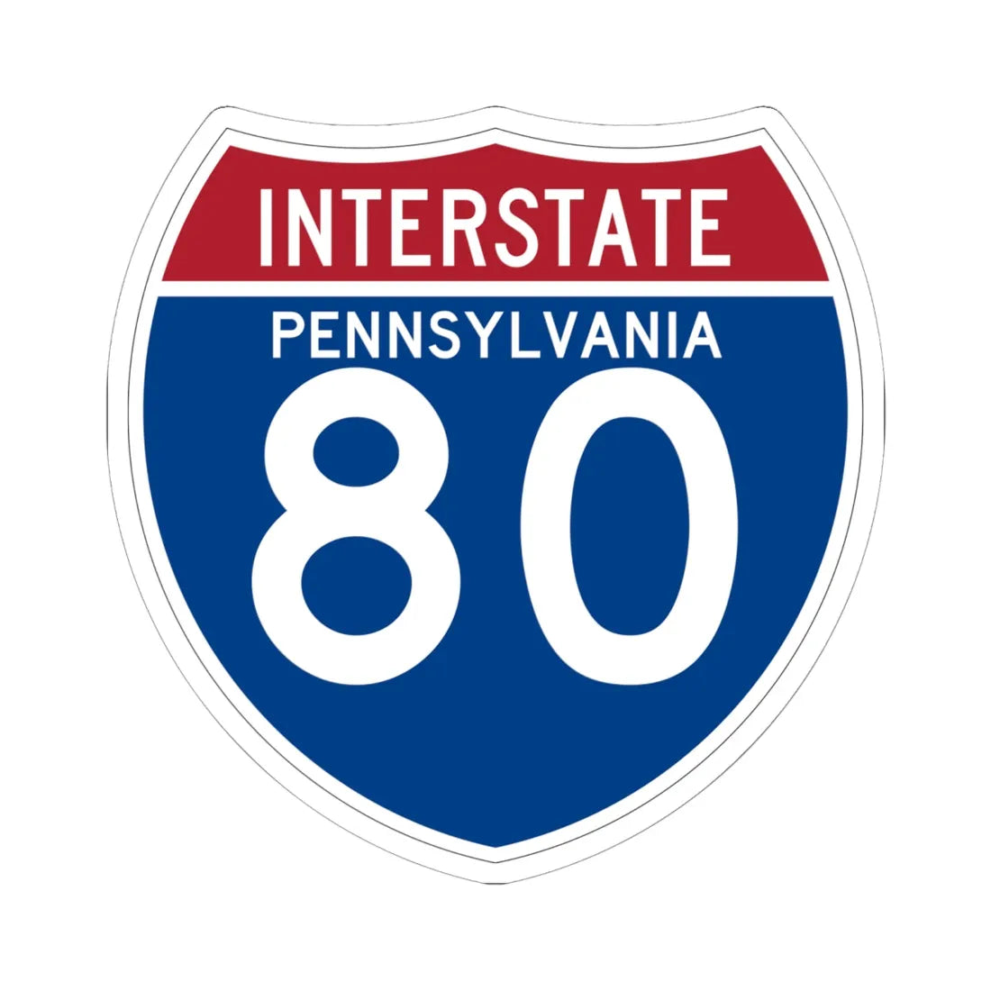 I-80 PA (Pennsylvania) (Road Sign) STICKER Vinyl Kiss-Cut Decal 6 Inch White - The Sticker Space