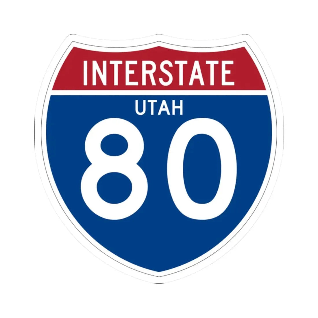 I-80 UT (Utah) (Road Sign) STICKER Vinyl Kiss-Cut Decal 2 Inch White - The Sticker Space