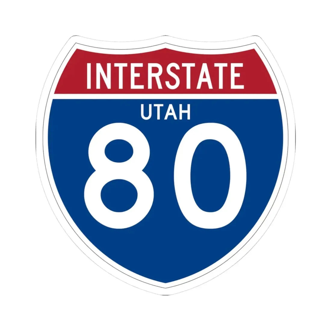 I-80 UT (Utah) (Road Sign) STICKER Vinyl Kiss-Cut Decal 3 Inch White - The Sticker Space