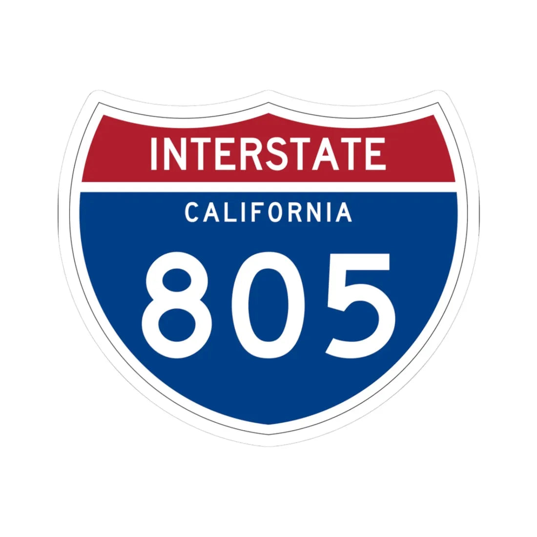 I-805 CA (California) (Road Sign) STICKER Vinyl Kiss-Cut Decal 3 Inch White - The Sticker Space