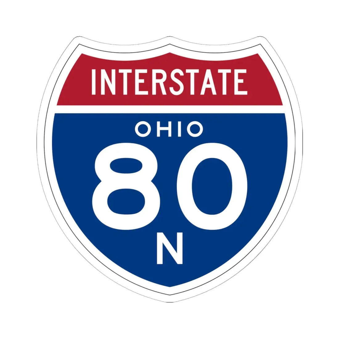 I-80N OH 1957 (Ohio) (Road Sign) STICKER Vinyl Kiss-Cut Decal 6 Inch White - The Sticker Space