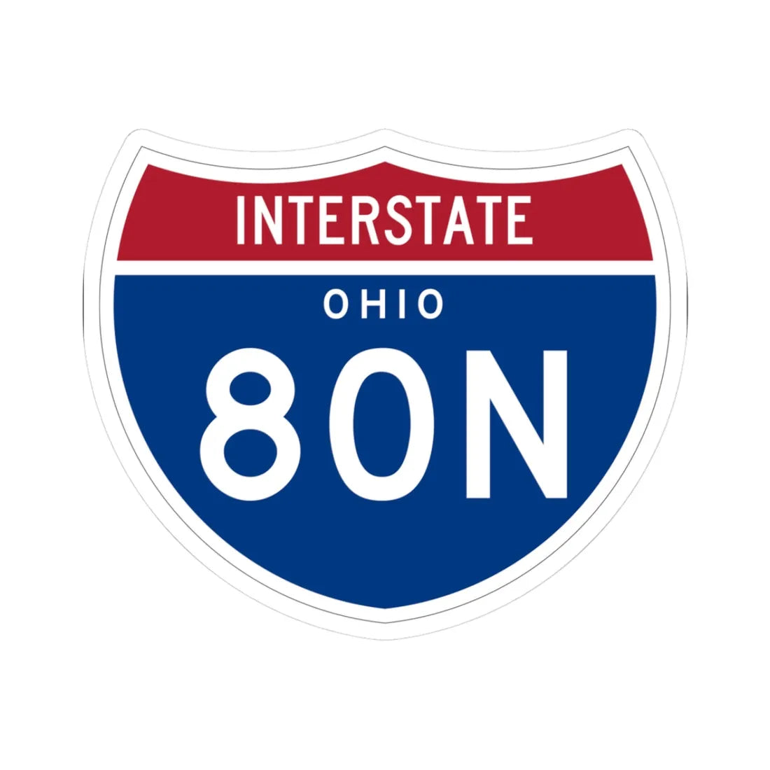 I-80N OH 1961 (Ohio) (Road Sign) STICKER Vinyl Kiss-Cut Decal 3 Inch White - The Sticker Space
