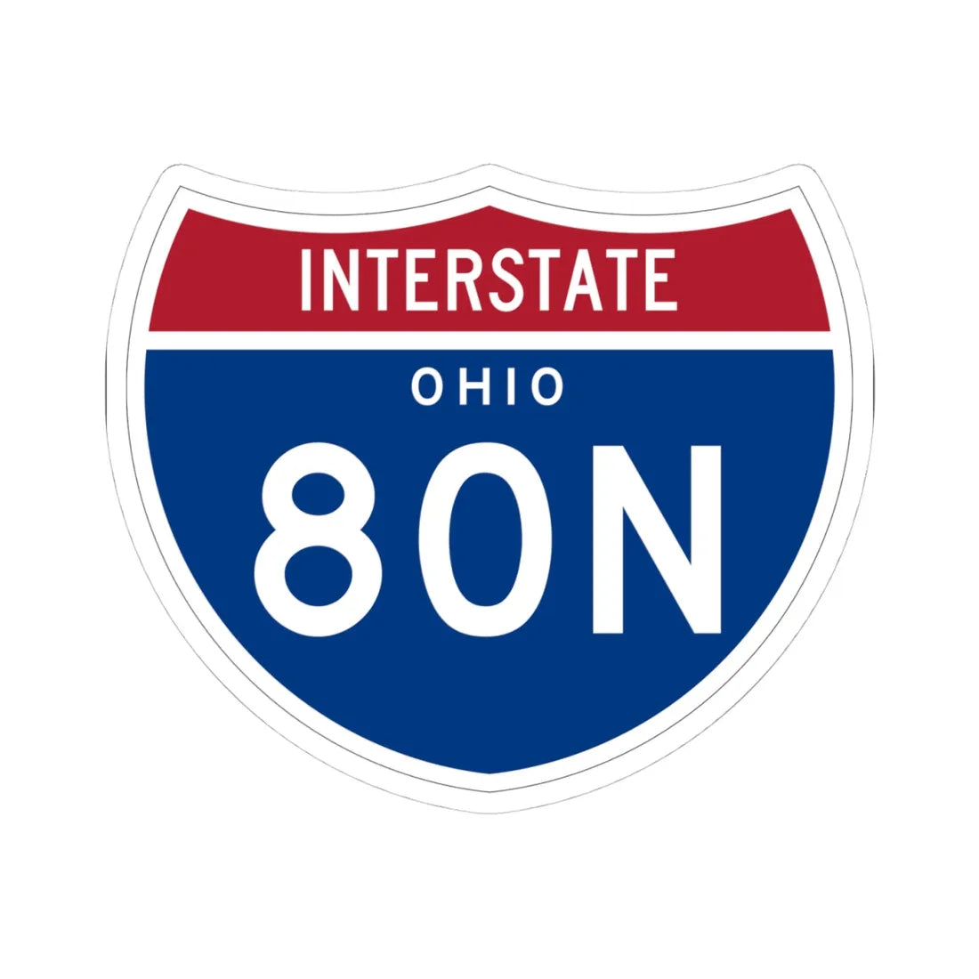 I-80N OH 1961 (Ohio) (Road Sign) STICKER Vinyl Kiss-Cut Decal 4 Inch White - The Sticker Space