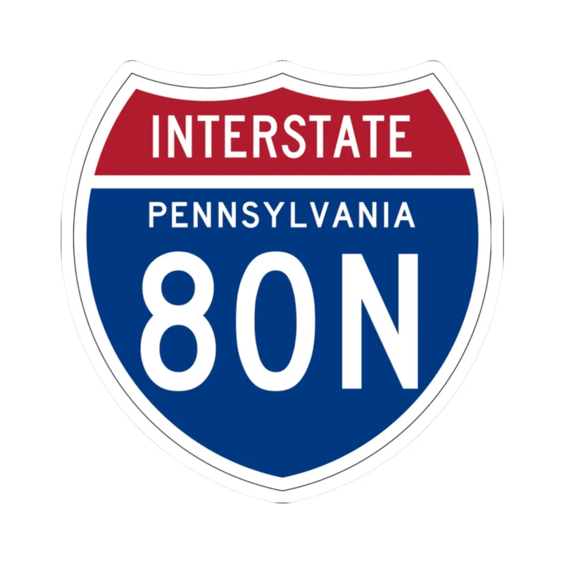 I-80N PA 1957 (Pennsylvania) (Road Sign) STICKER Vinyl Kiss-Cut Decal 2 Inch White - The Sticker Space