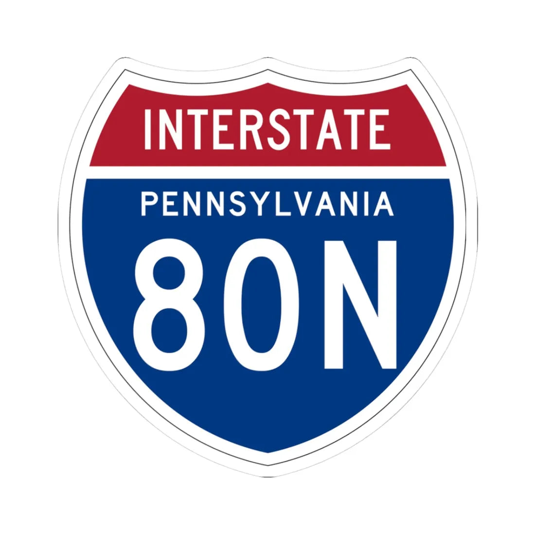 I-80N PA 1957 (Pennsylvania) (Road Sign) STICKER Vinyl Kiss-Cut Decal 3 Inch White - The Sticker Space