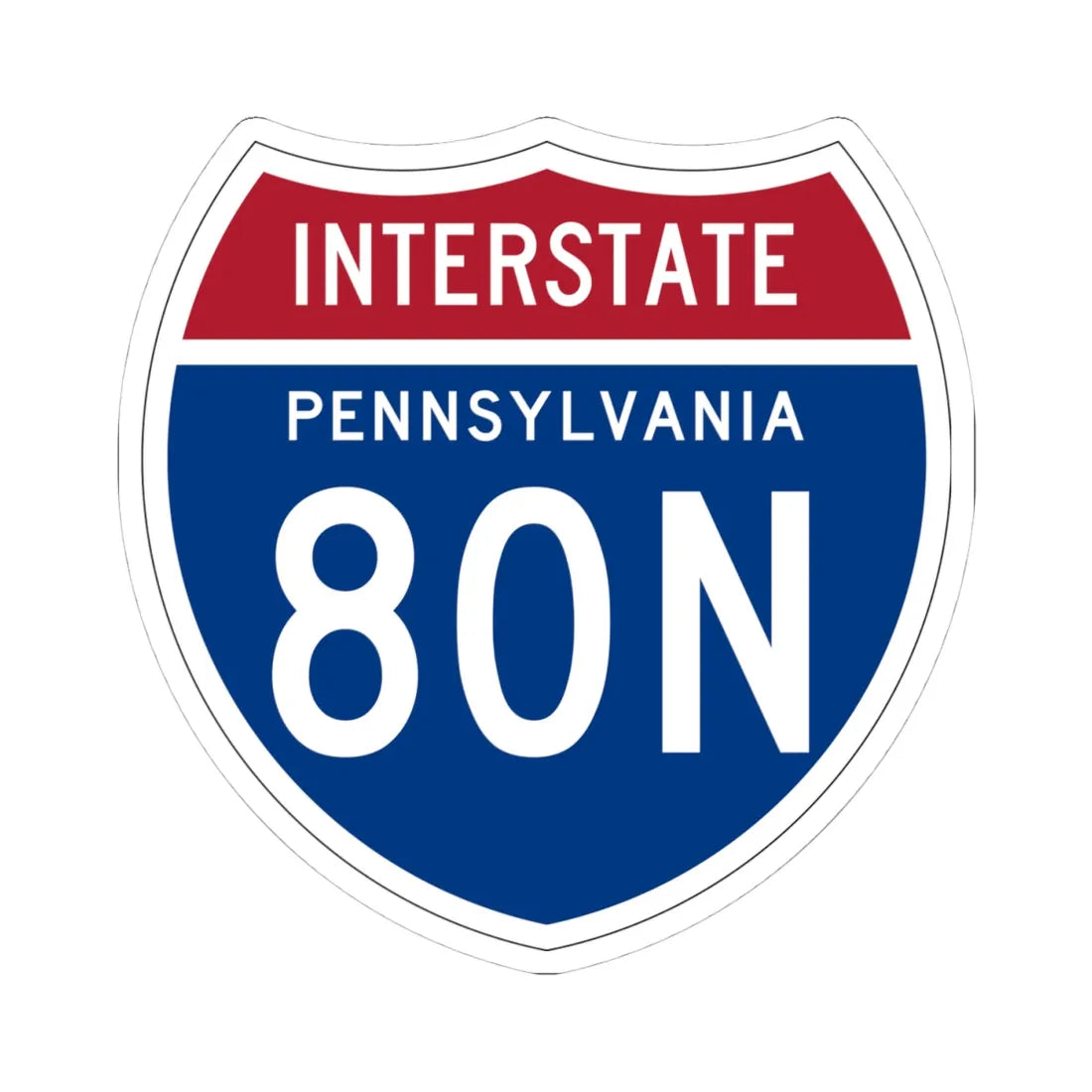 I-80N PA 1957 (Pennsylvania) (Road Sign) STICKER Vinyl Kiss-Cut Decal 4 Inch White - The Sticker Space