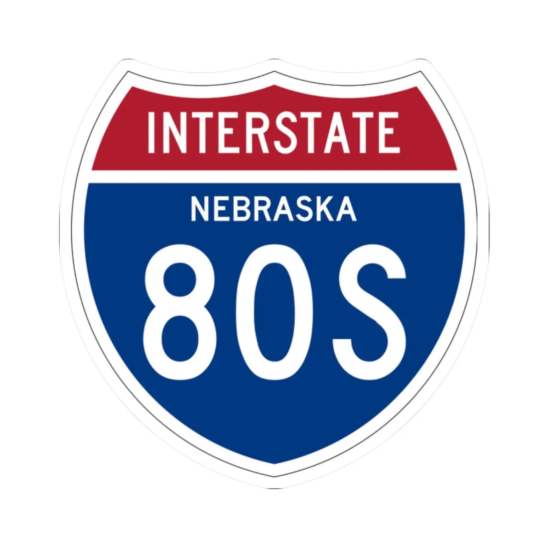 I-80S NE 1957 (Nebraska) (Road Sign) STICKER Vinyl Kiss-Cut Decal 2 Inch White - The Sticker Space