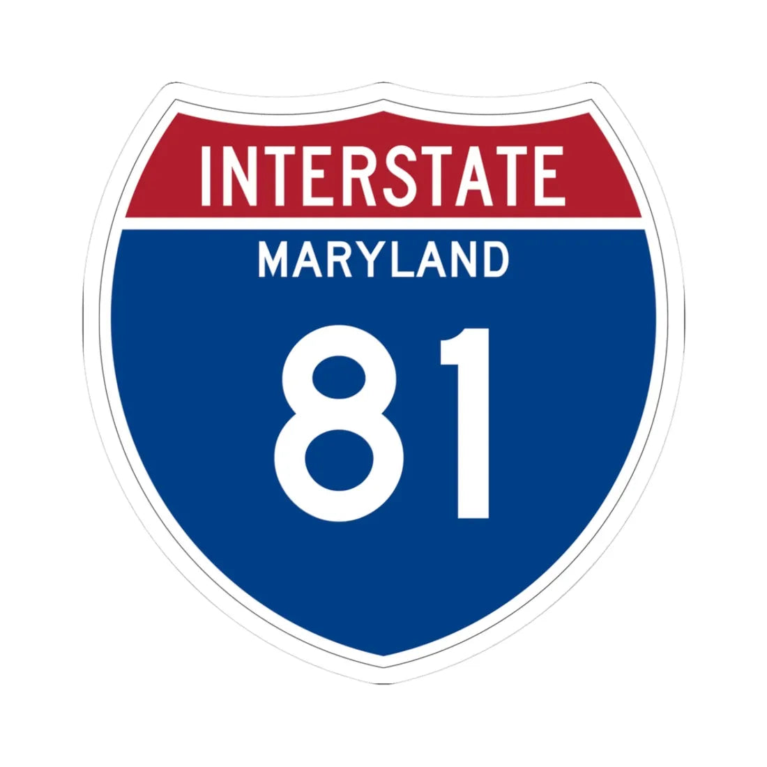 I-81 MD Metric (Maryland) (Road Sign) STICKER Vinyl Kiss-Cut Decal 3 Inch White - The Sticker Space