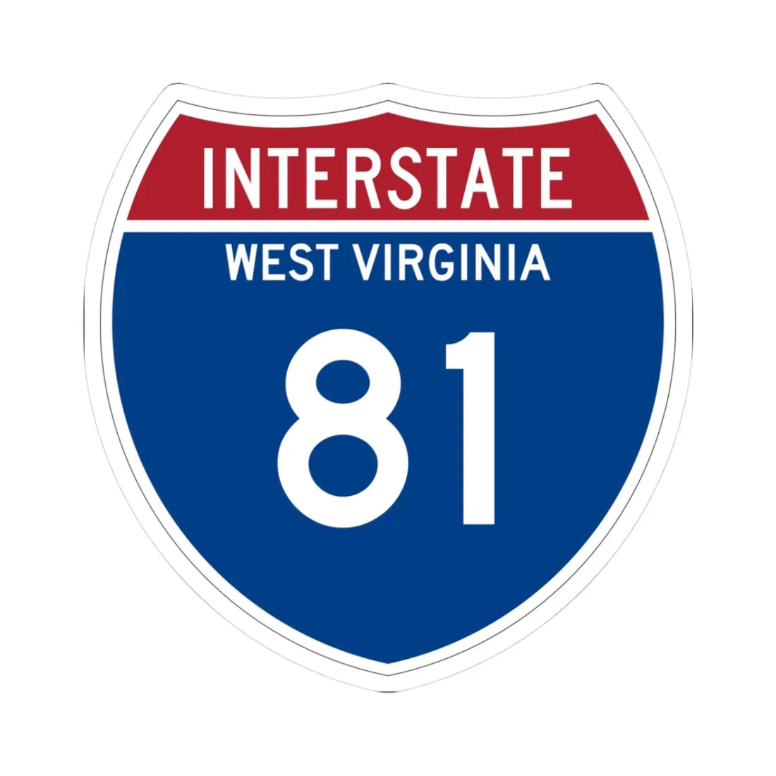 I-81 WV Metric (Virginia) (Road Sign) STICKER Vinyl Kiss-Cut Decal 3 Inch White - The Sticker Space