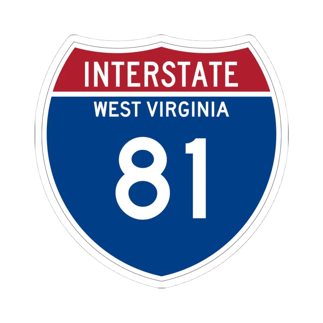 I-81 WV Metric (Virginia) (Road Sign) STICKER Vinyl Kiss-Cut Decal 4 Inch White - The Sticker Space