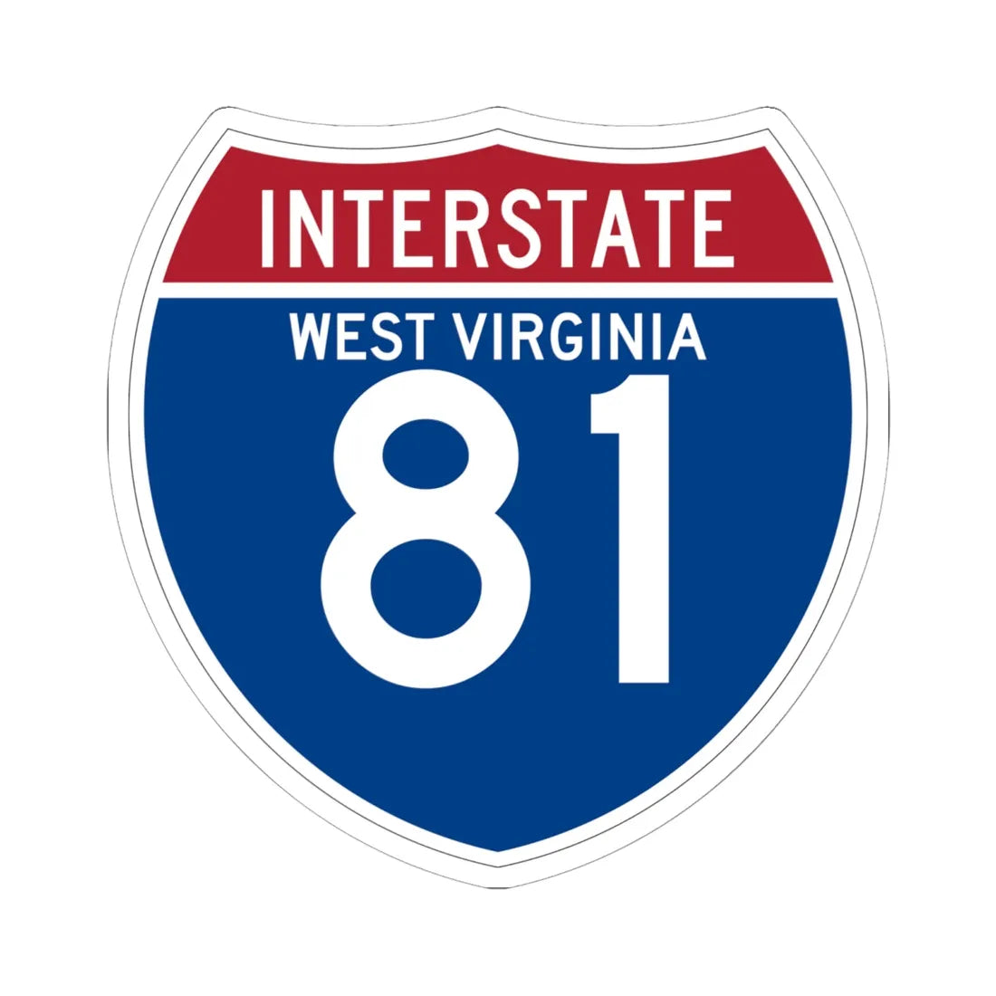 I-81 WV (Virginia) (Road Sign) STICKER Vinyl Kiss-Cut Decal 6 Inch White - The Sticker Space