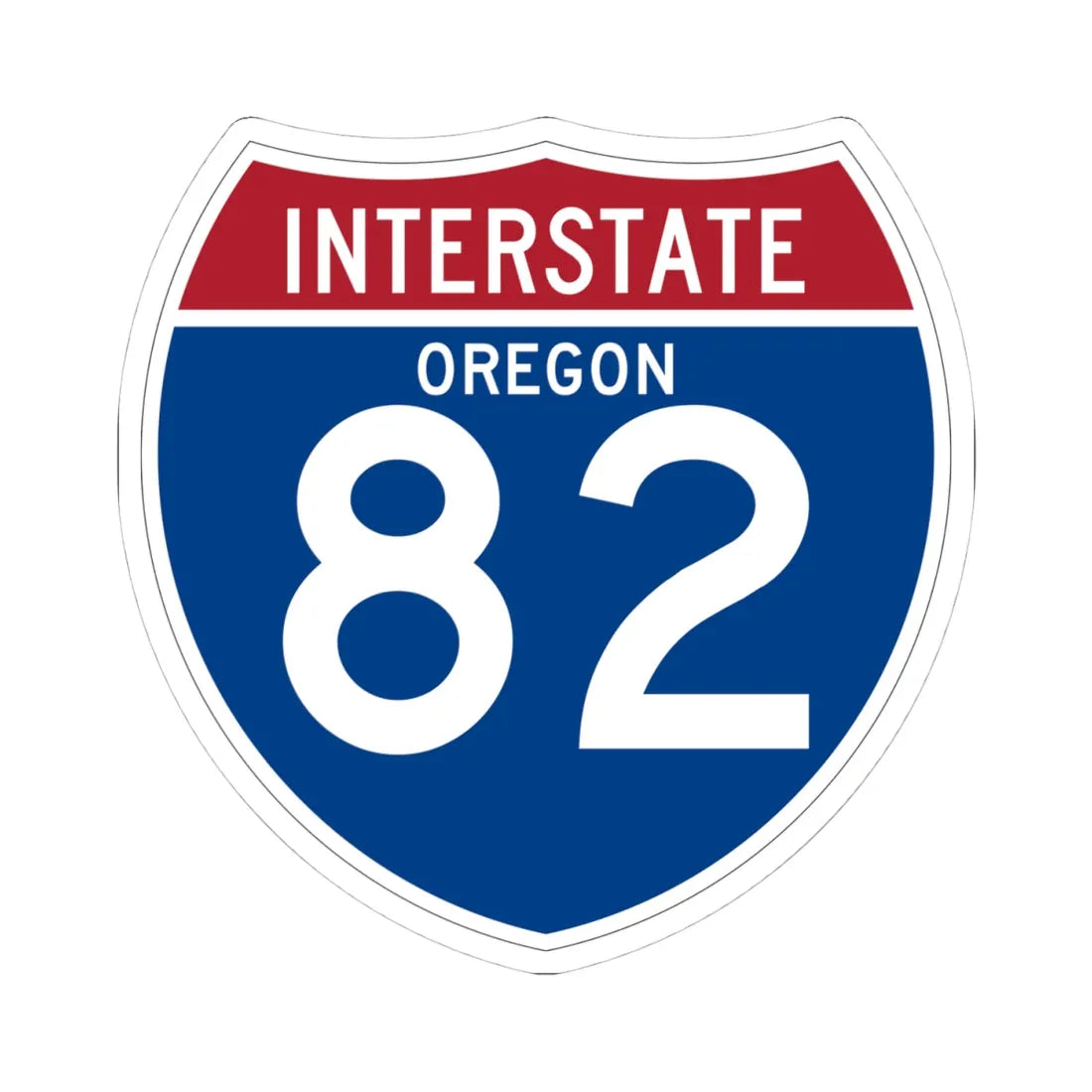 I-82 OR (Oregon) (Road Sign) STICKER Vinyl Kiss-Cut Decal 4 Inch White - The Sticker Space