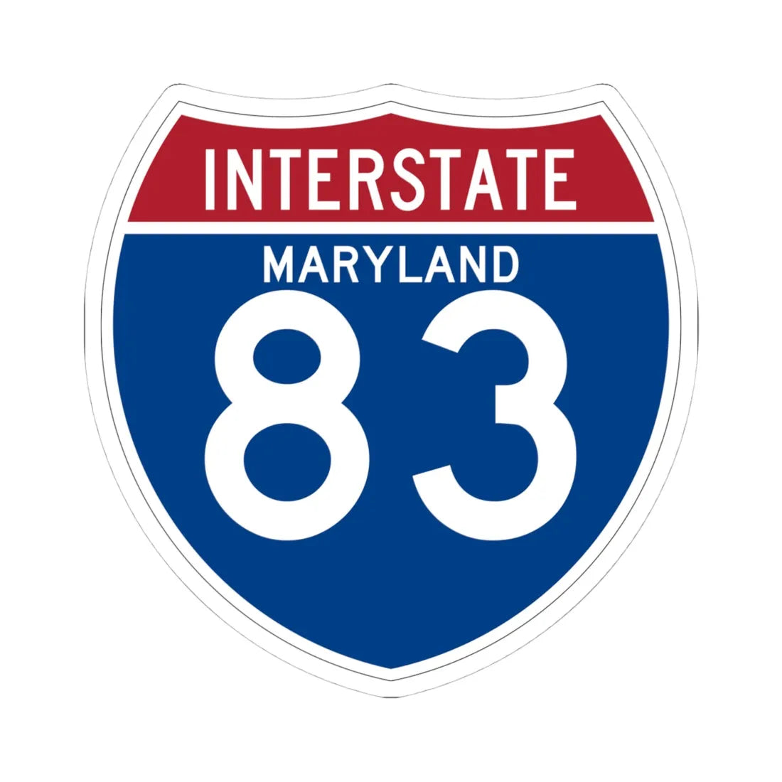 I-83 MD (Maryland) (Road Sign) STICKER Vinyl Kiss-Cut Decal 4 Inch White - The Sticker Space