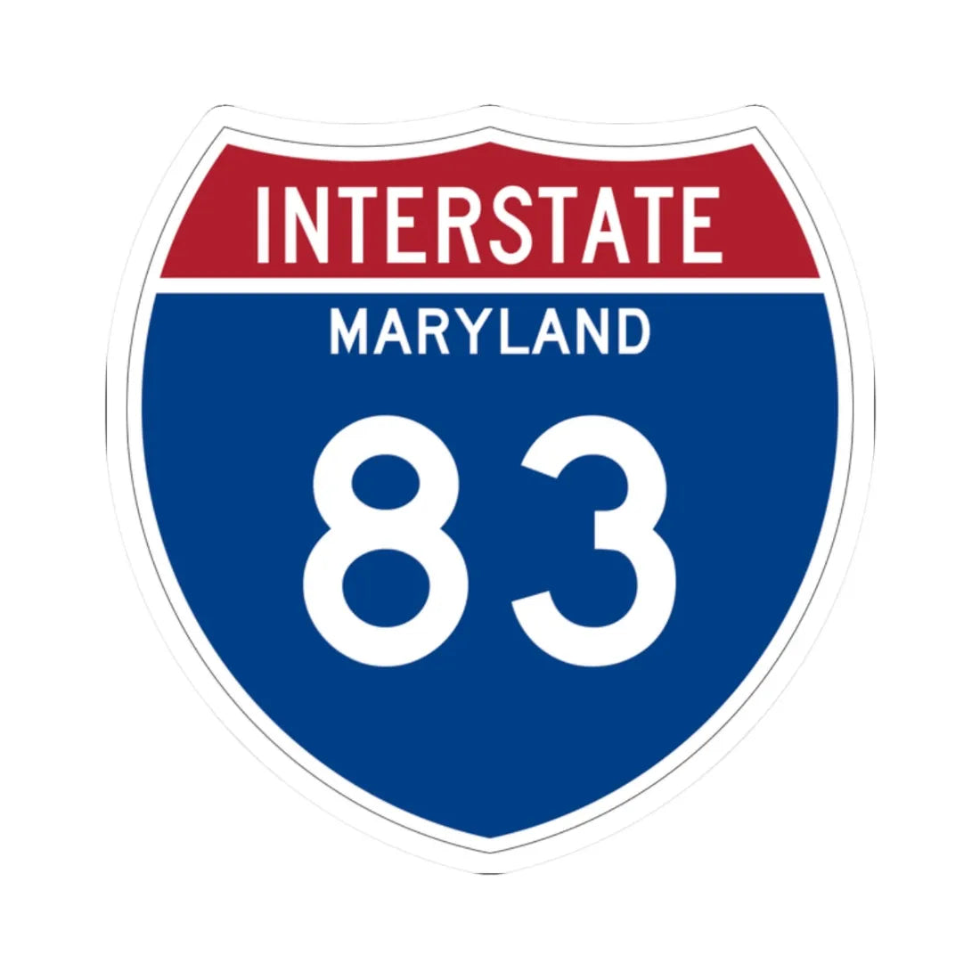 I-83 MD Metric (Maryland) (Road Sign) STICKER Vinyl Kiss-Cut Decal 2 Inch White - The Sticker Space